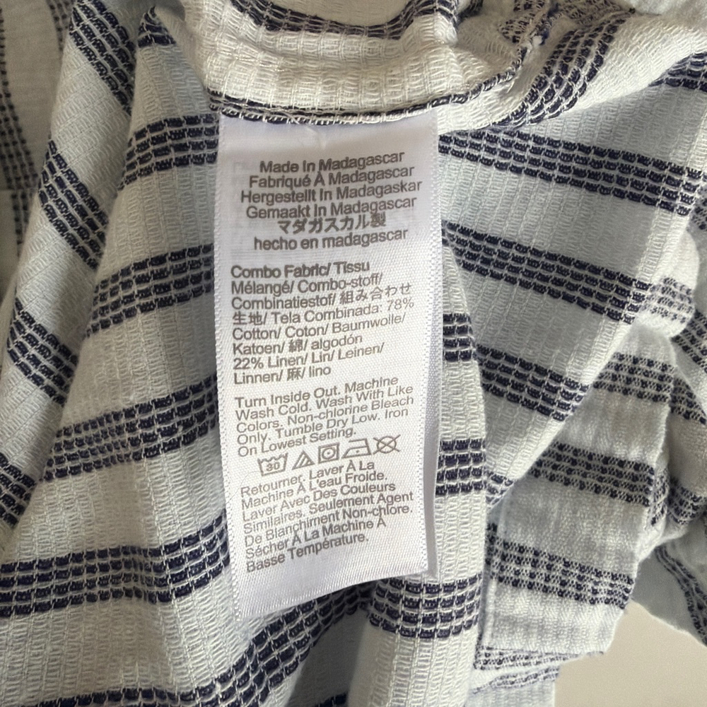 J.Crew Men's Linen Cotton Striped Short Sleeve Shirt Size XL - Picture 5 of 6